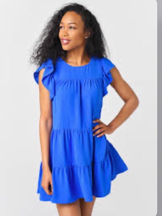 Newbury Kustom Dresses & Skirts - Newbury Kustom Royal Blue Tiered Ruffle Dress, Size Small